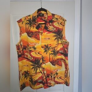 Vintagw Vibrant Tropical Sleeveless Shirt